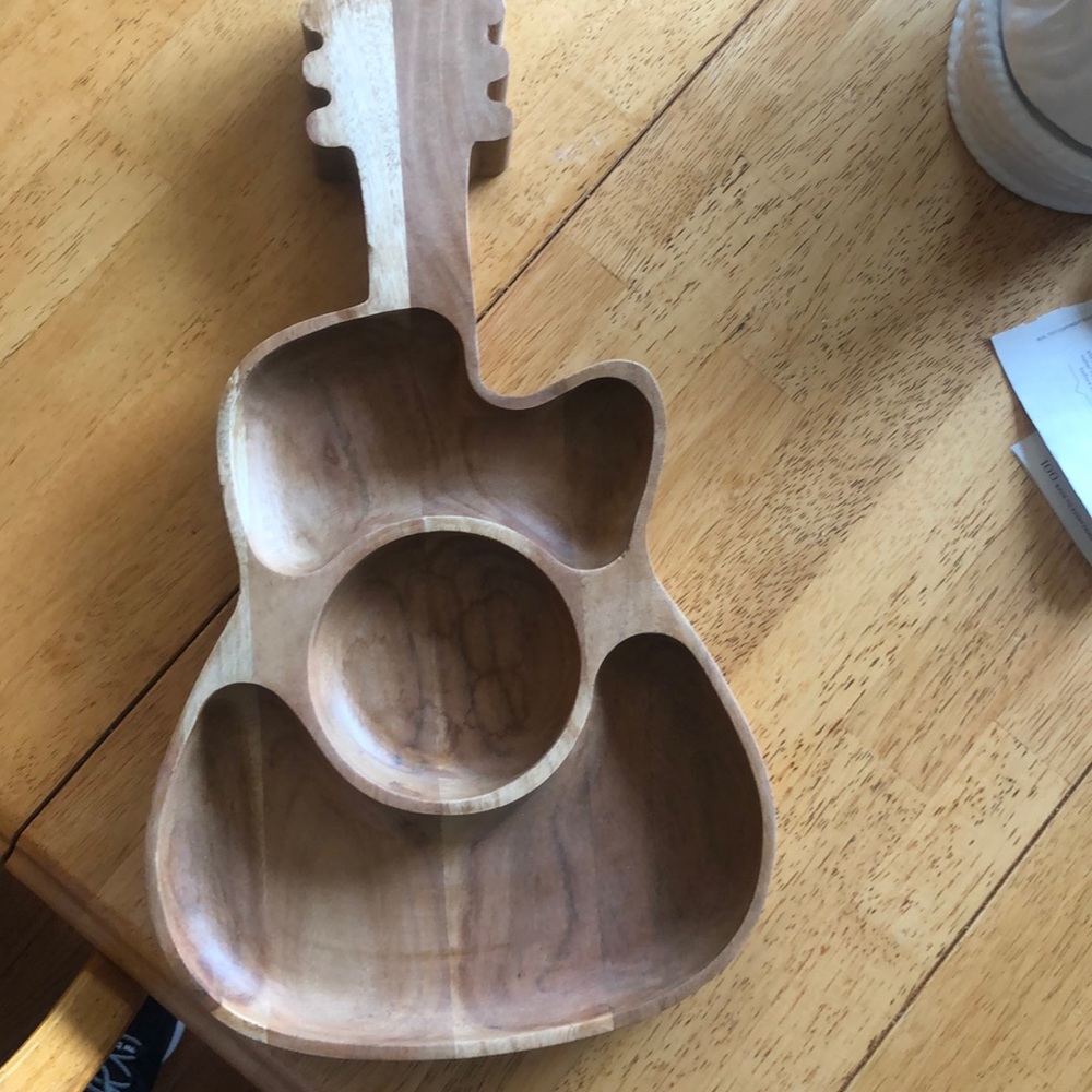 Acacia Wood Guitar Serving Tray
